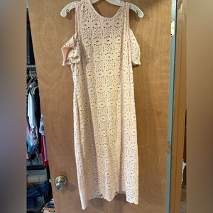 Pink, lace, cold shoulder dress from Dress Barn. Size 16.
